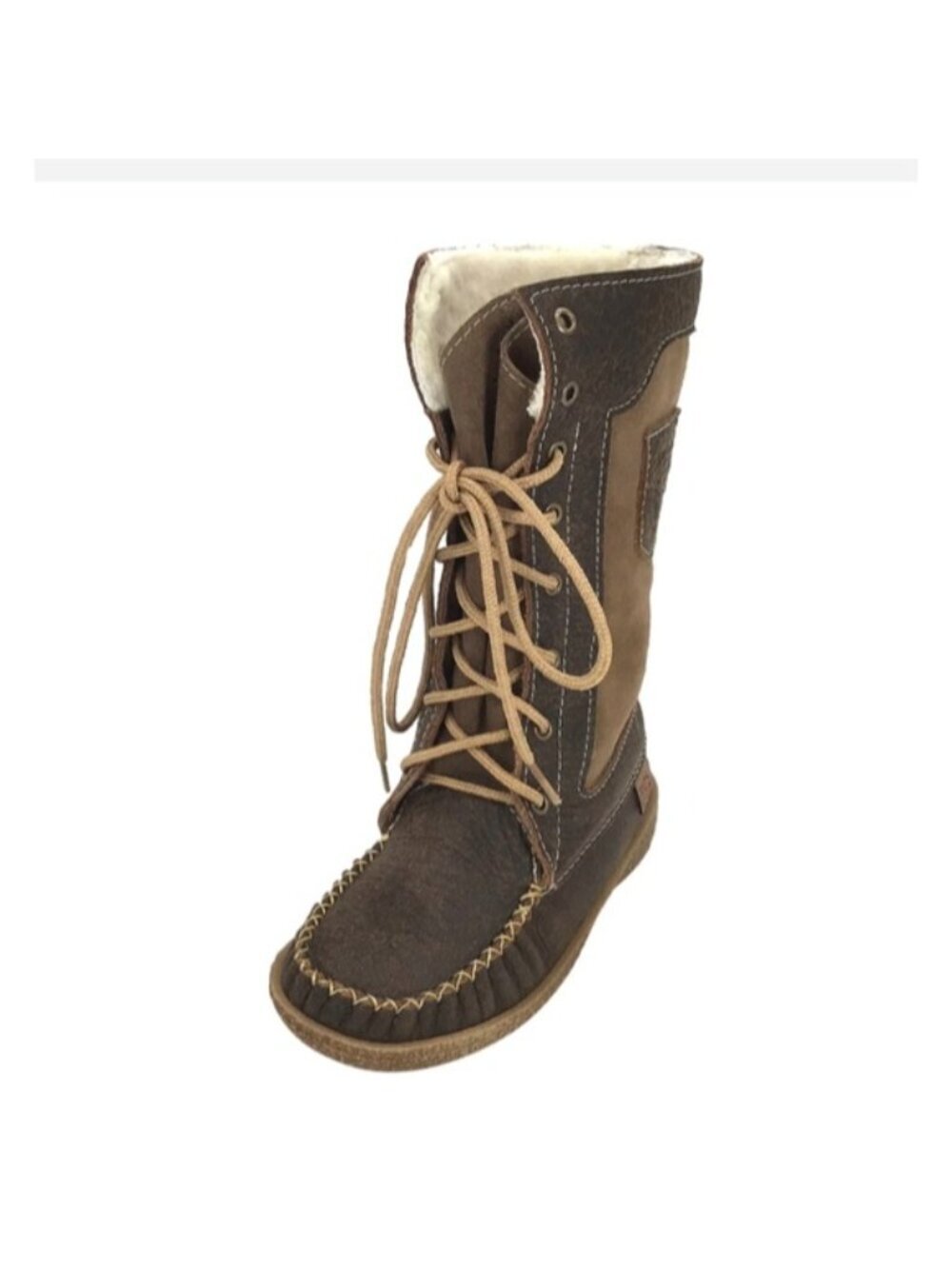 Laurentian Chief Brown Leather Sheepskin Mid-Calf Snowshoe Mukluks Women's Sz 11 - Picture 7 of 15